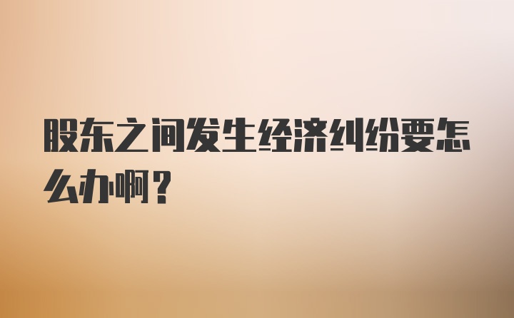 股东之间发生经济纠纷要怎么办啊？