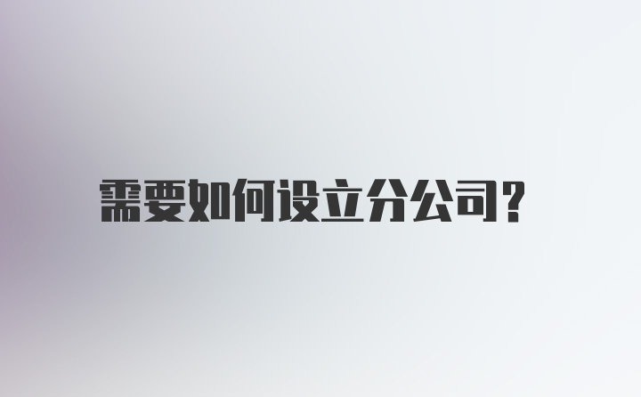 需要如何设立分公司?