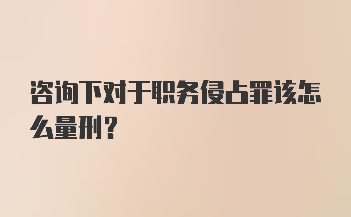 咨询下对于职务侵占罪该怎么量刑？