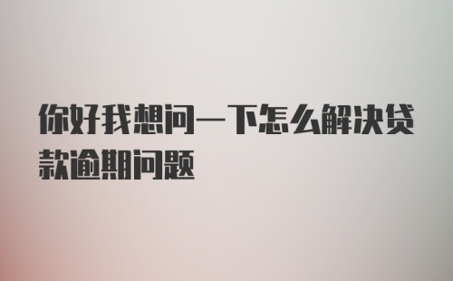 你好我想问一下怎么解决贷款逾期问题