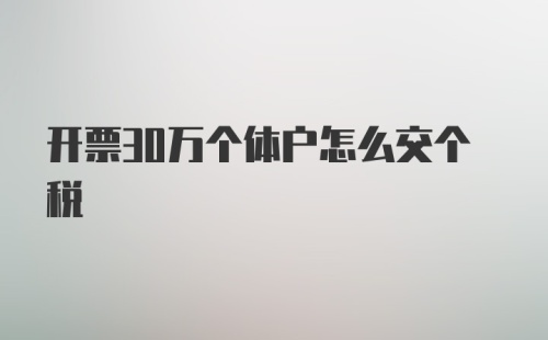 开票30万个体户怎么交个税