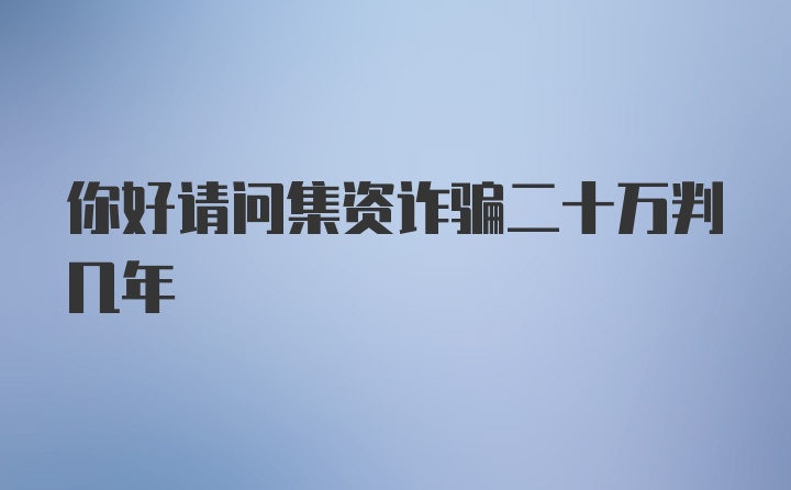 你好请问集资诈骗二十万判几年