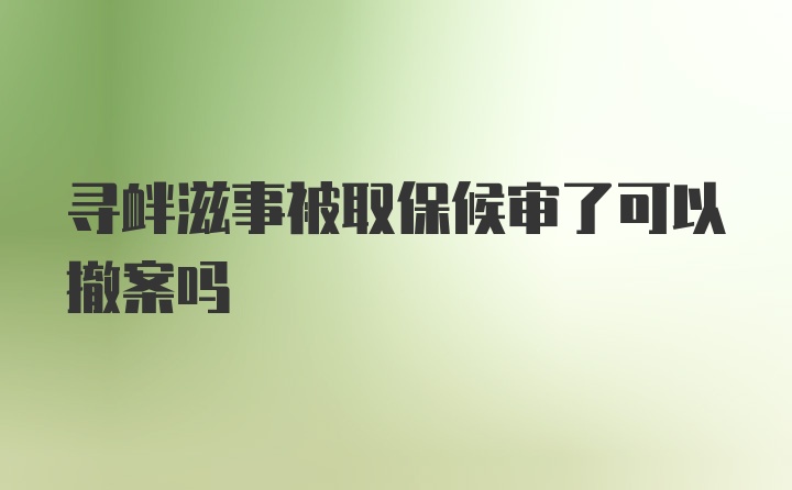 寻衅滋事被取保候审了可以撤案吗