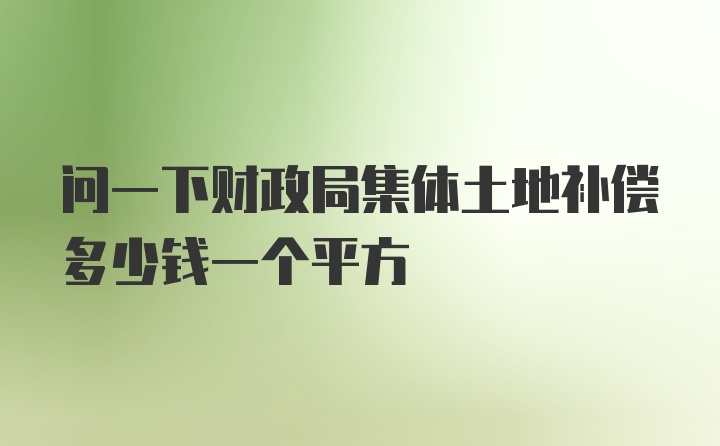 问一下财政局集体土地补偿多少钱一个平方