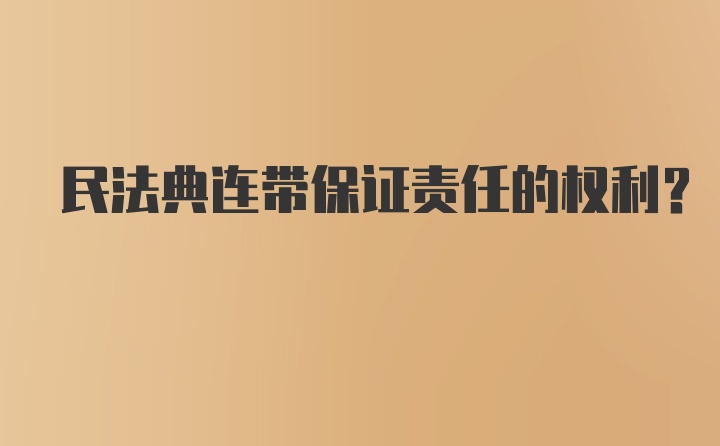 民法典连带保证责任的权利？