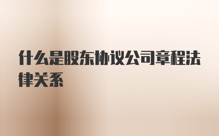 什么是股东协议公司章程法律关系