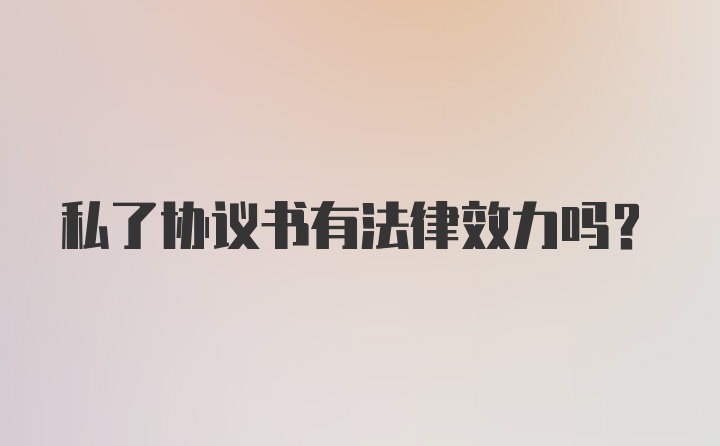 私了协议书有法律效力吗？