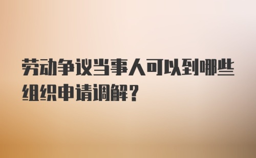 劳动争议当事人可以到哪些组织申请调解？