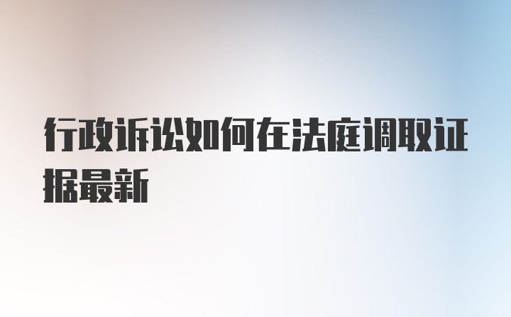 行政诉讼如何在法庭调取证据最新