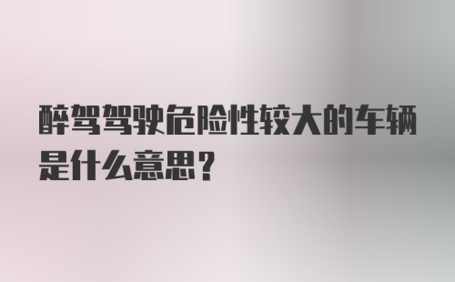 醉驾驾驶危险性较大的车辆是什么意思？