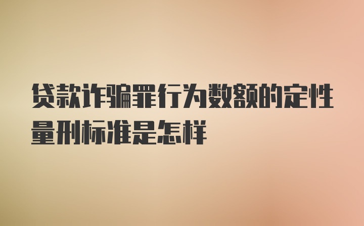 贷款诈骗罪行为数额的定性量刑标准是怎样