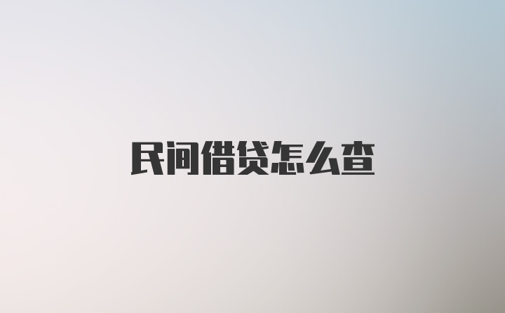 民间借贷怎么查