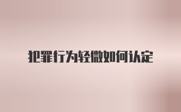 犯罪行为轻微如何认定