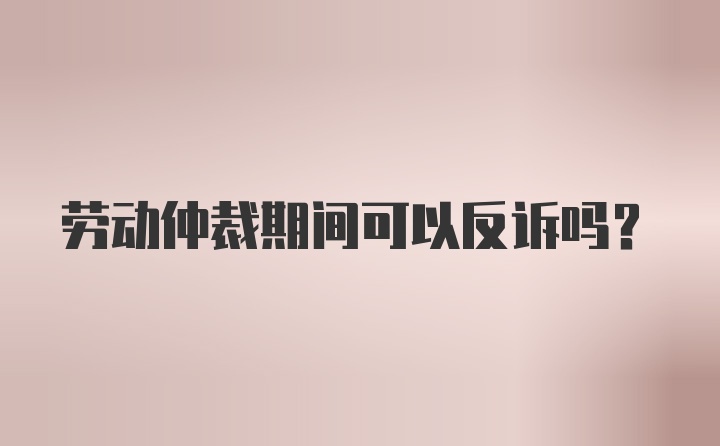 劳动仲裁期间可以反诉吗？