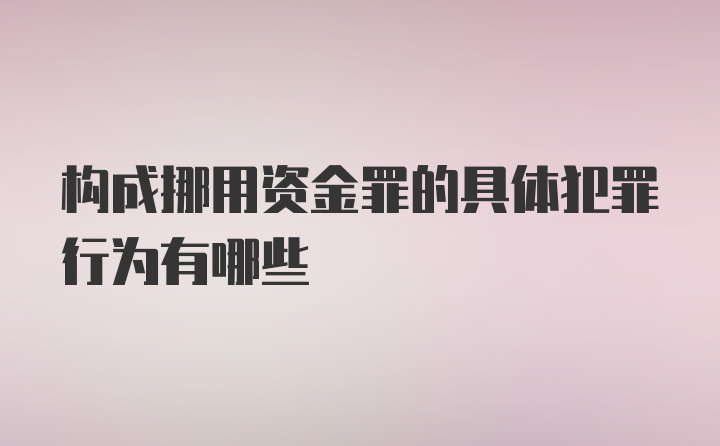 构成挪用资金罪的具体犯罪行为有哪些