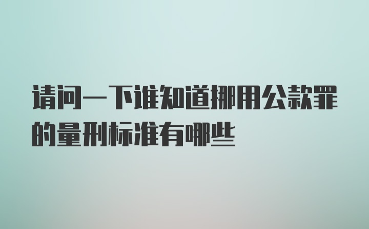 请问一下谁知道挪用公款罪的量刑标准有哪些