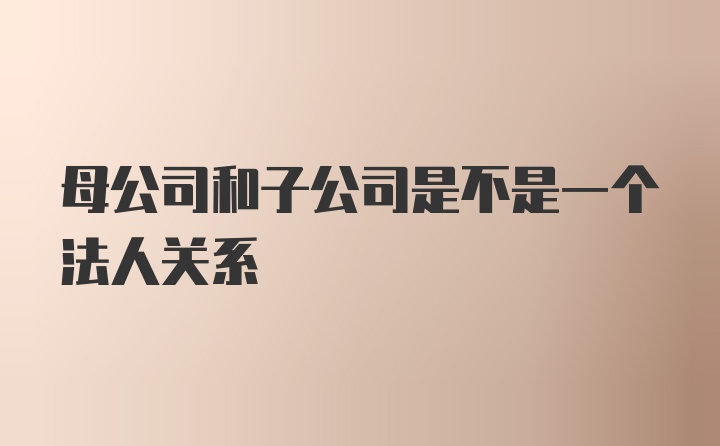 母公司和子公司是不是一个法人关系