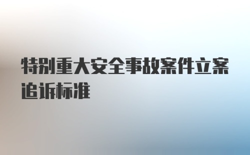 特别重大安全事故案件立案追诉标准