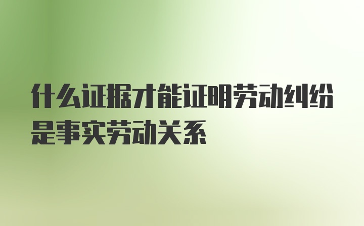 什么证据才能证明劳动纠纷是事实劳动关系