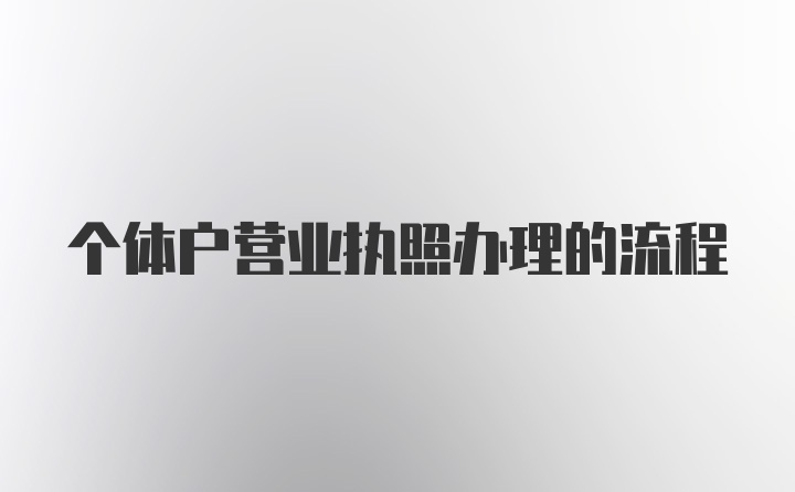 个体户营业执照办理的流程