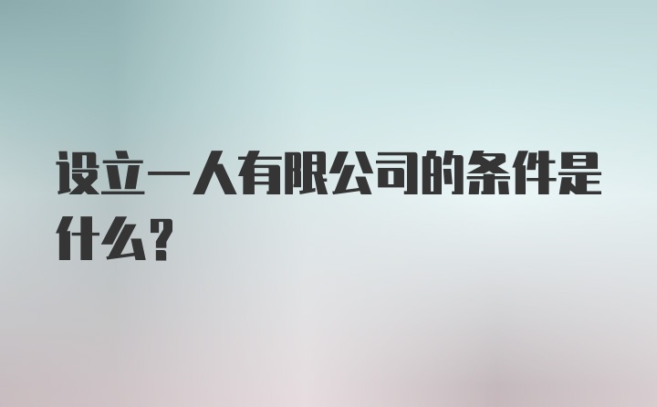 设立一人有限公司的条件是什么？