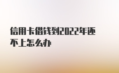 信用卡借钱到2022年还不上怎么办