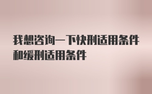 我想咨询一下快刑适用条件和缓刑适用条件