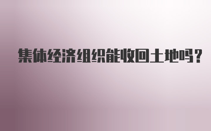 集体经济组织能收回土地吗?