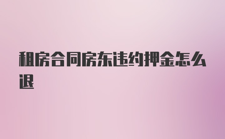 租房合同房东违约押金怎么退