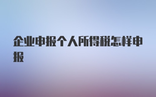 企业申报个人所得税怎样申报