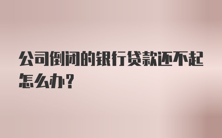 公司倒闭的银行贷款还不起怎么办？