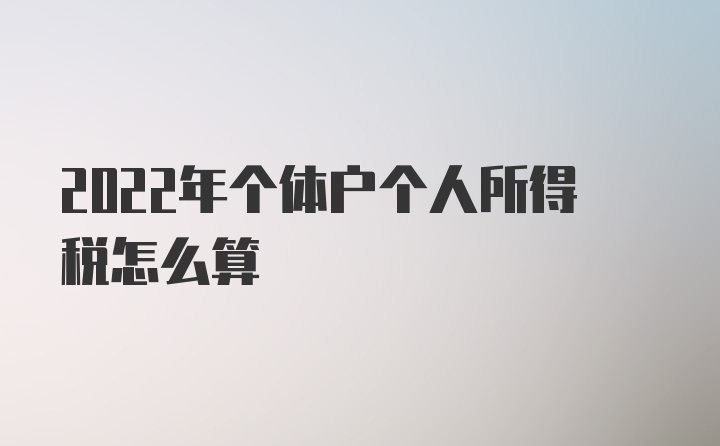 2022年个体户个人所得税怎么算