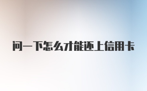 问一下怎么才能还上信用卡