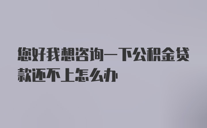 您好我想咨询一下公积金贷款还不上怎么办