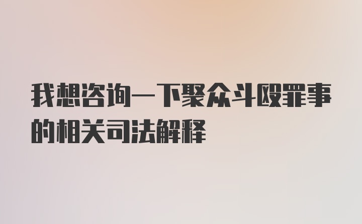 我想咨询一下聚众斗殴罪事的相关司法解释