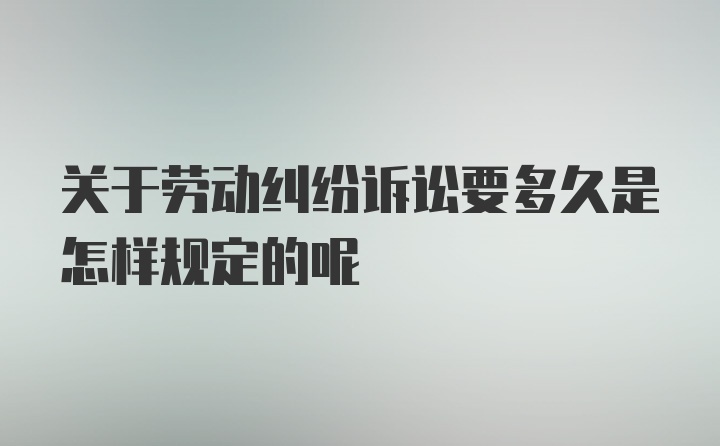 关于劳动纠纷诉讼要多久是怎样规定的呢