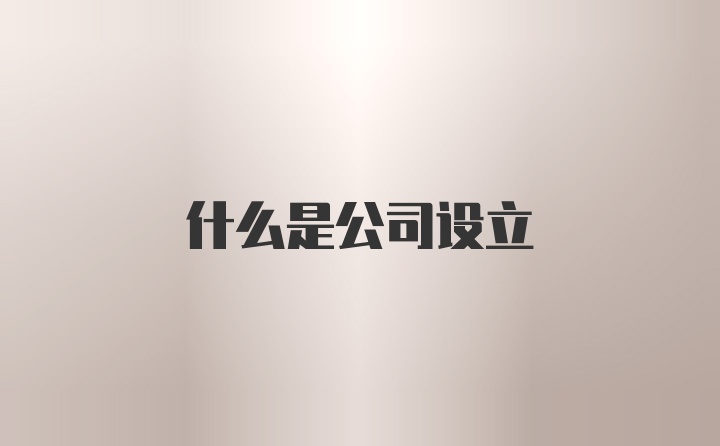 什么是公司设立