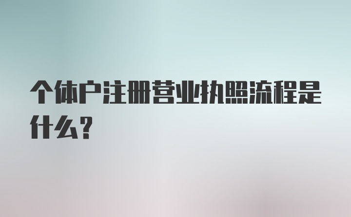 个体户注册营业执照流程是什么？