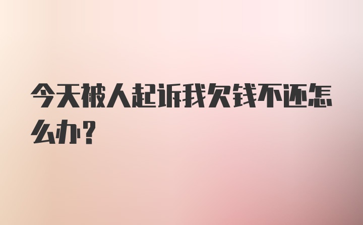 今天被人起诉我欠钱不还怎么办？