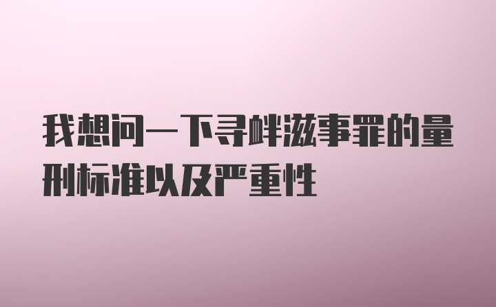 我想问一下寻衅滋事罪的量刑标准以及严重性