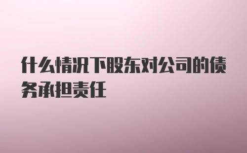 什么情况下股东对公司的债务承担责任