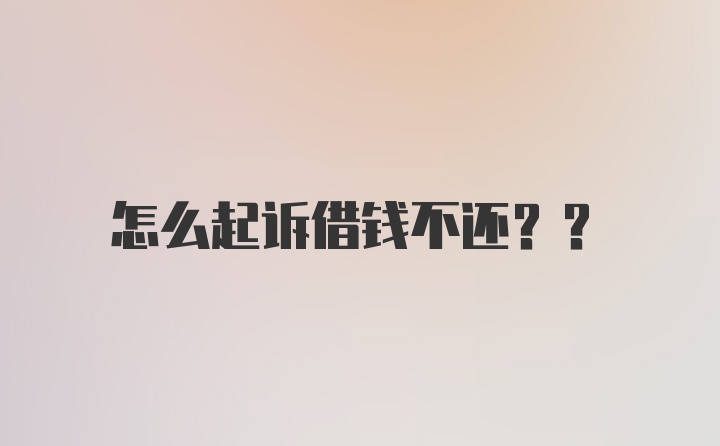 怎么起诉借钱不还?？