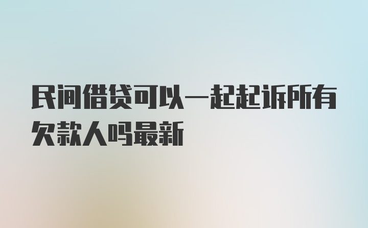 民间借贷可以一起起诉所有欠款人吗最新