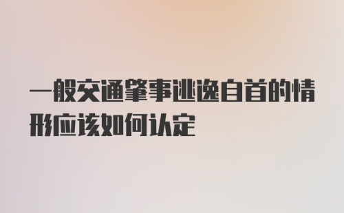 一般交通肇事逃逸自首的情形应该如何认定