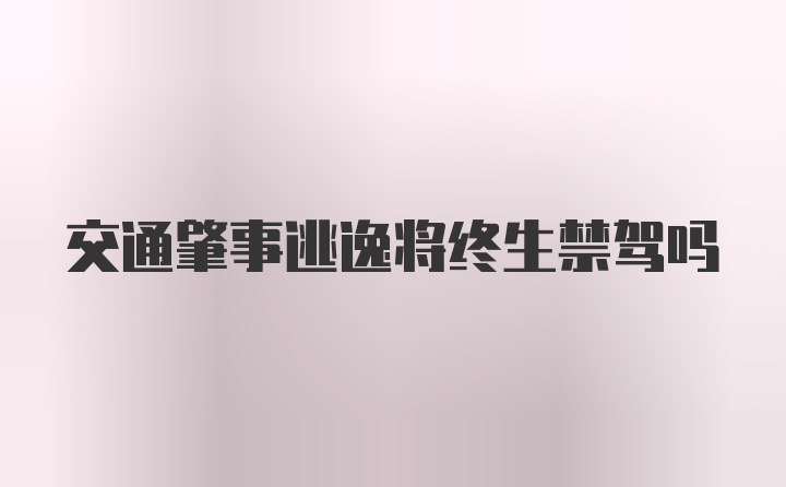 交通肇事逃逸将终生禁驾吗