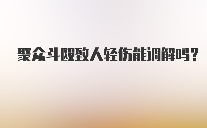 聚众斗殴致人轻伤能调解吗?