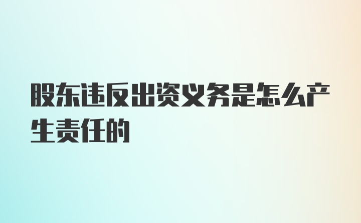 股东违反出资义务是怎么产生责任的