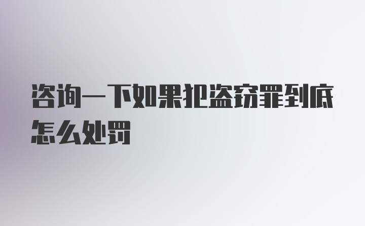 咨询一下如果犯盗窃罪到底怎么处罚