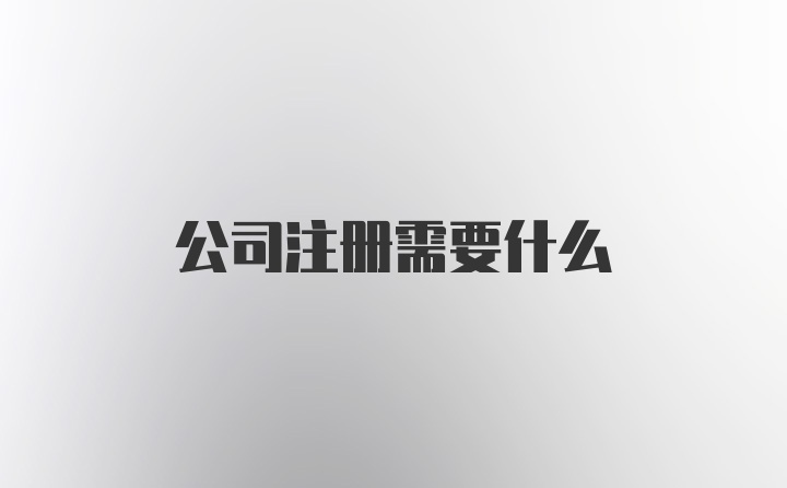 公司注册需要什么