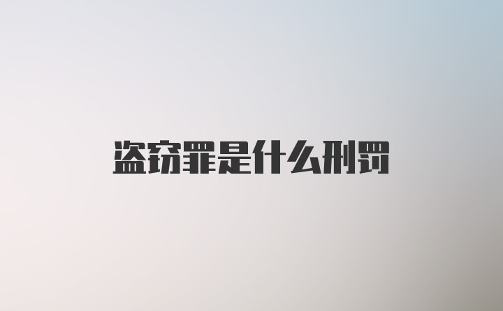 盗窃罪是什么刑罚